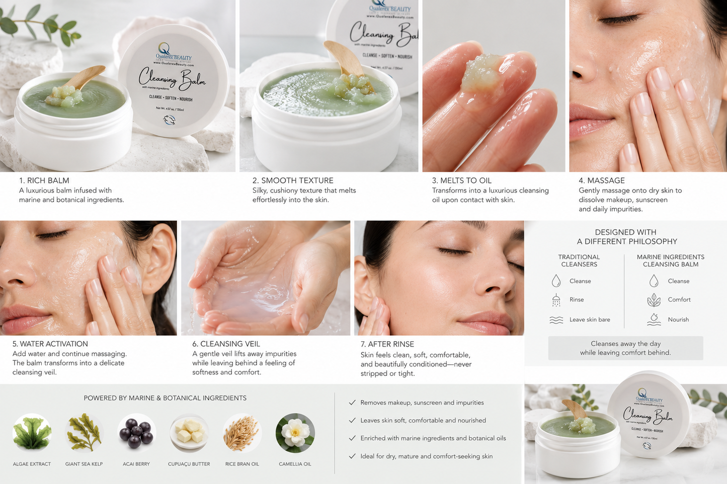 Cleansing Balm with Marine Ingredients • Melts Away Makeup & Skin Impurities • Clear Congested Pores
