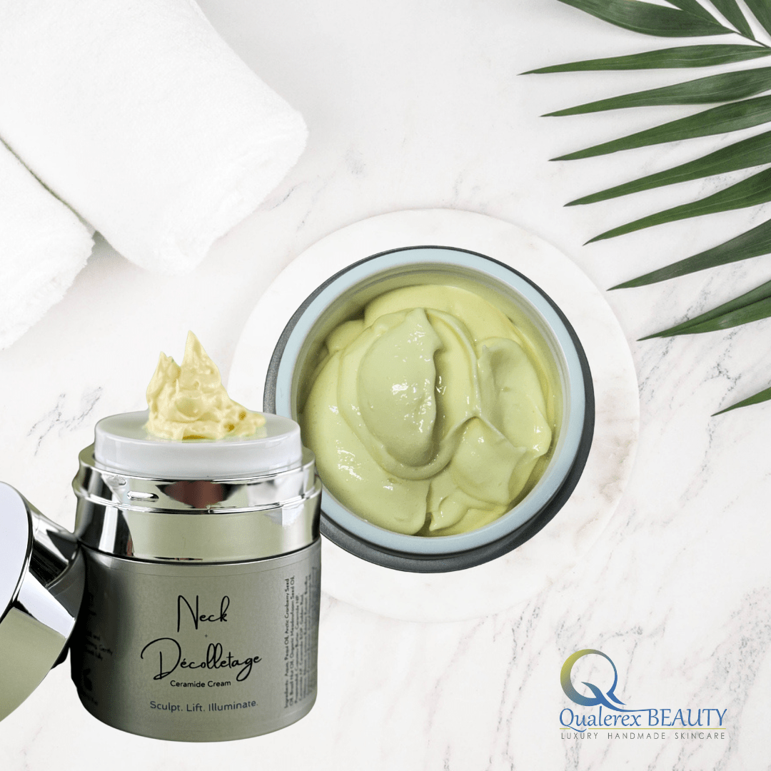 Neck & Décolletage Ceramide Cream for Mature & Menopausal Skin – Firming, Nourishing Botanical Formula - Qualerex Beauty