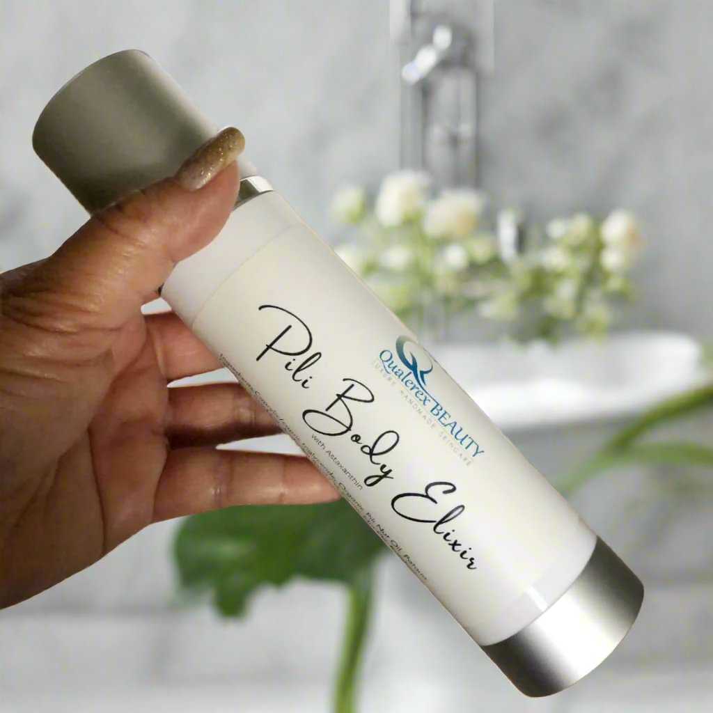 Pili Body Elixir • Skin Firming • Minimize Loose, Saggy, Crepey Skin & Cellulite • Boost Collagen • Help Eczema and Psoriasis - Qualerex Beauty